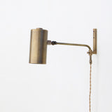 One-Light Plug-In Wall Sconce with Adjustable Brass Cylinder