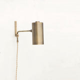One-Light Plug-In Wall Sconce with Adjustable Brass Cylinder