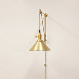 One-Light Pulley Wall Sconce with Brass Cone Shade