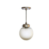 One-Light Ribbed Cut Glass Globe Pendant Light