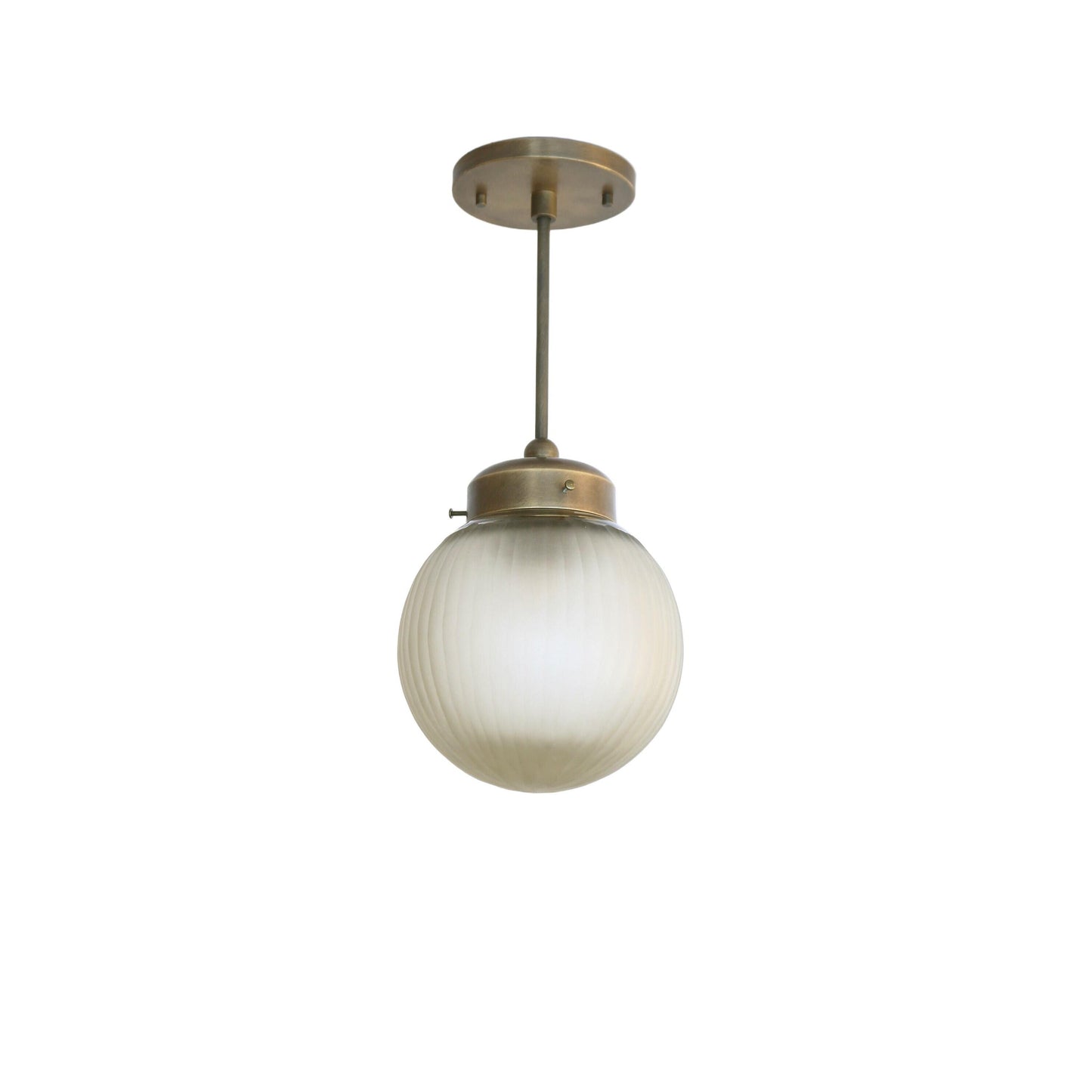 One-Light Ribbed Cut Glass Globe Pendant Light