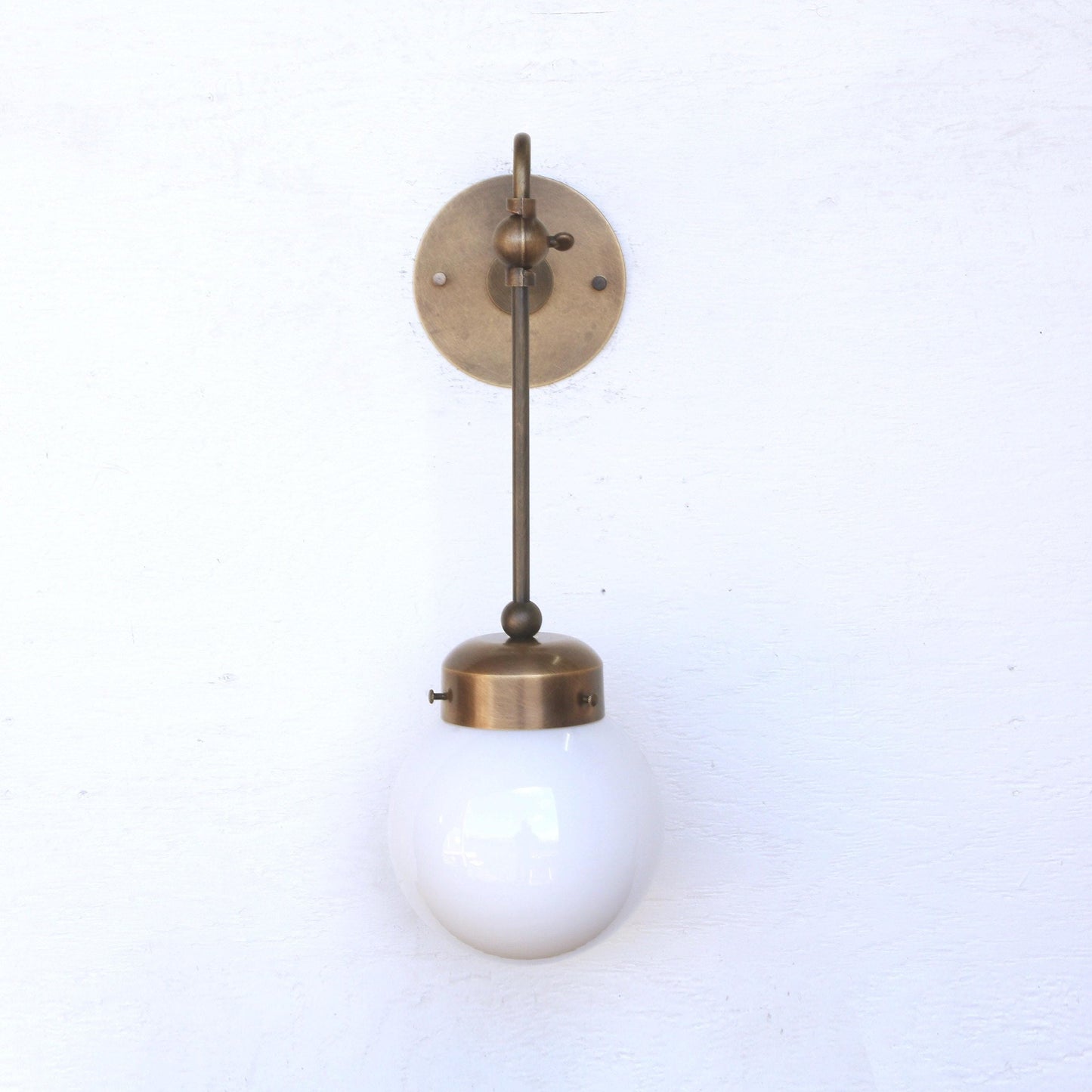 One-Light Rod-Drop Wall Sconce with Opal Globe