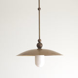 One-Light Rod-Hung Brass Dome Pendant with Alabaster Shade