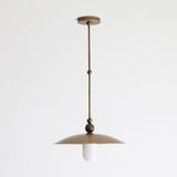 One-Light Rod-Hung Brass Dome Pendant with Alabaster Shade