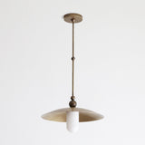 One-Light Rod-Hung Brass Dome Pendant with Alabaster Shade