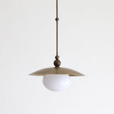 One-Light Rod-Hung Brass Dome Pendant with Opal Glass Globe