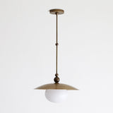 One-Light Rod-Hung Brass Dome Pendant with Opal Glass Globe