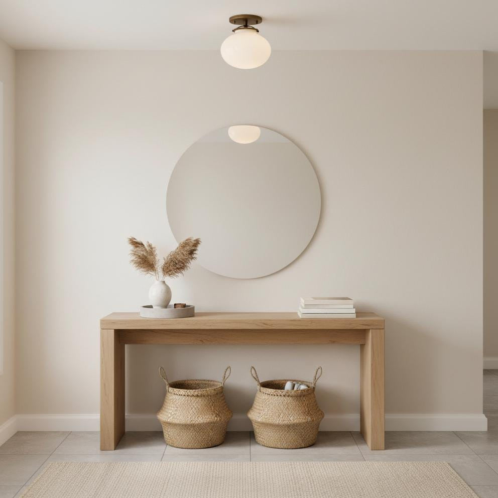 One-Light Schoolhouse Ceiling Light with Darkened Fittings