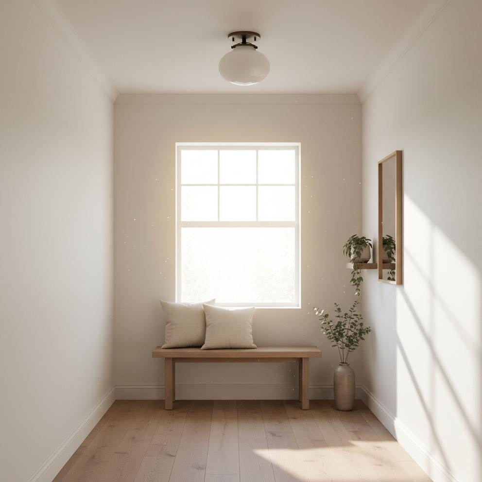 One-Light Schoolhouse Ceiling Light with Darkened Fittings