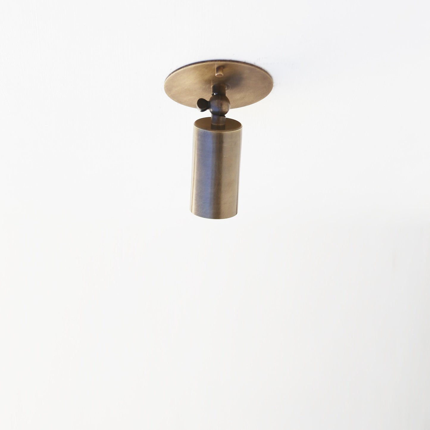 One-Light Small Adjustable Brass Spotlight Flush Mount