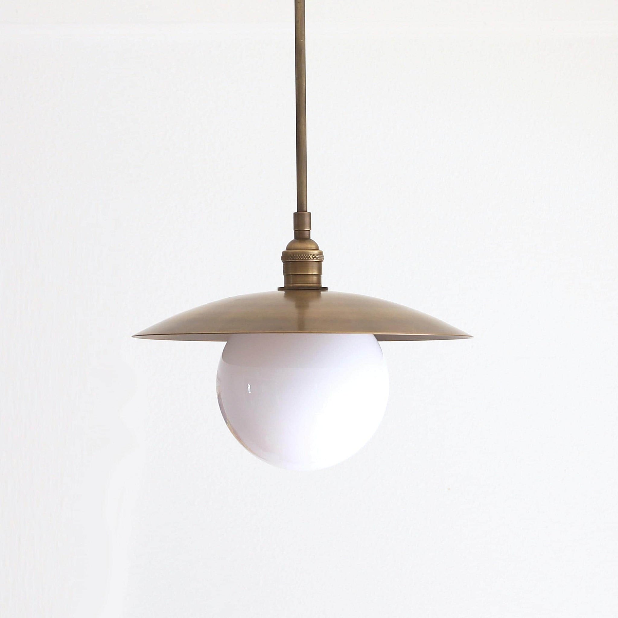 One-Light Stem Pendant with Brass Disc Shade