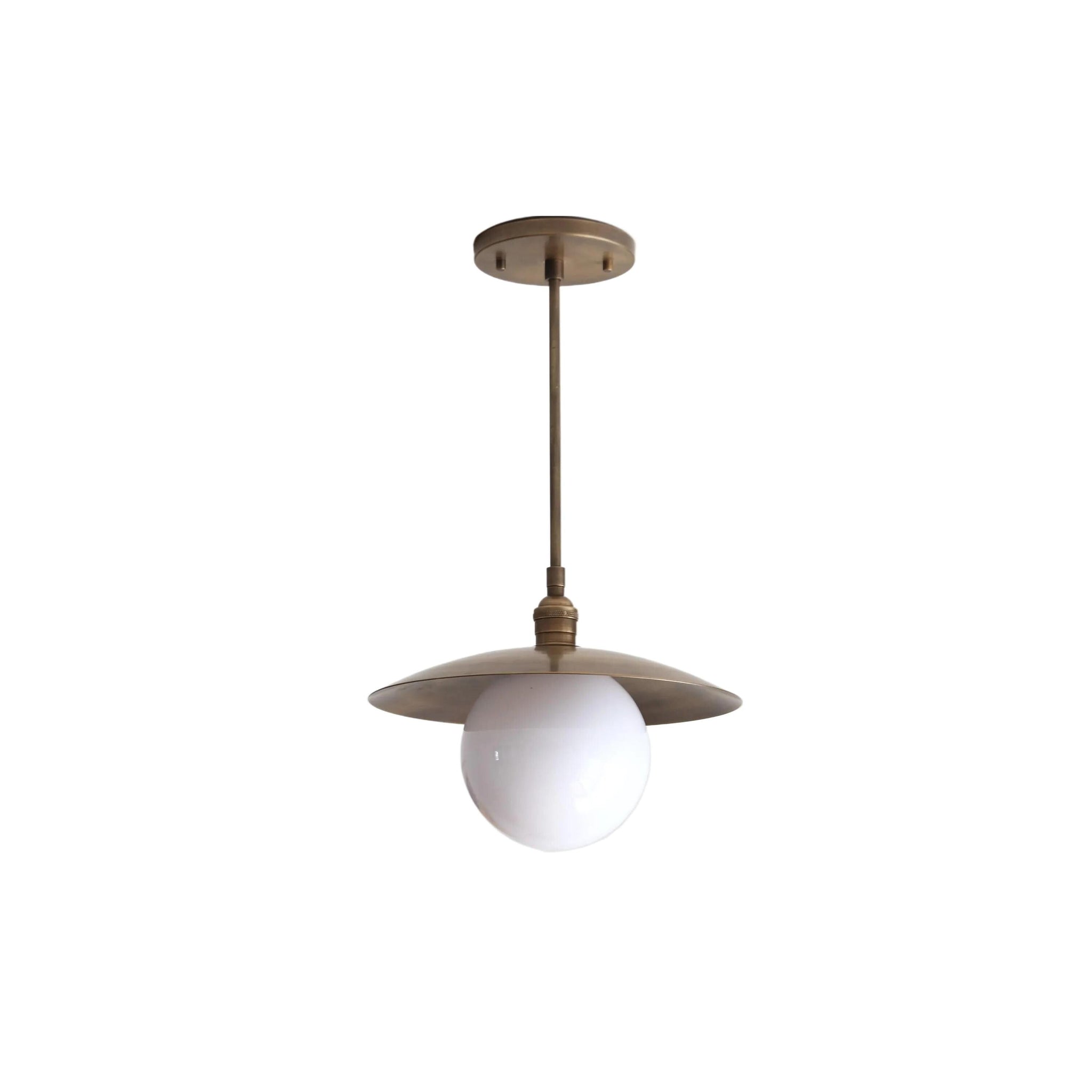One-Light Stem Pendant with Brass Disc Shade