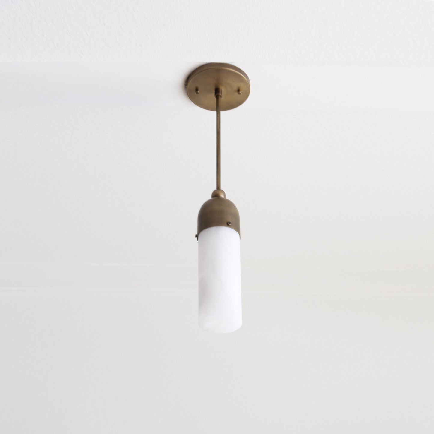 One-Light Stem Pendant with Opal Glass Tube Shade