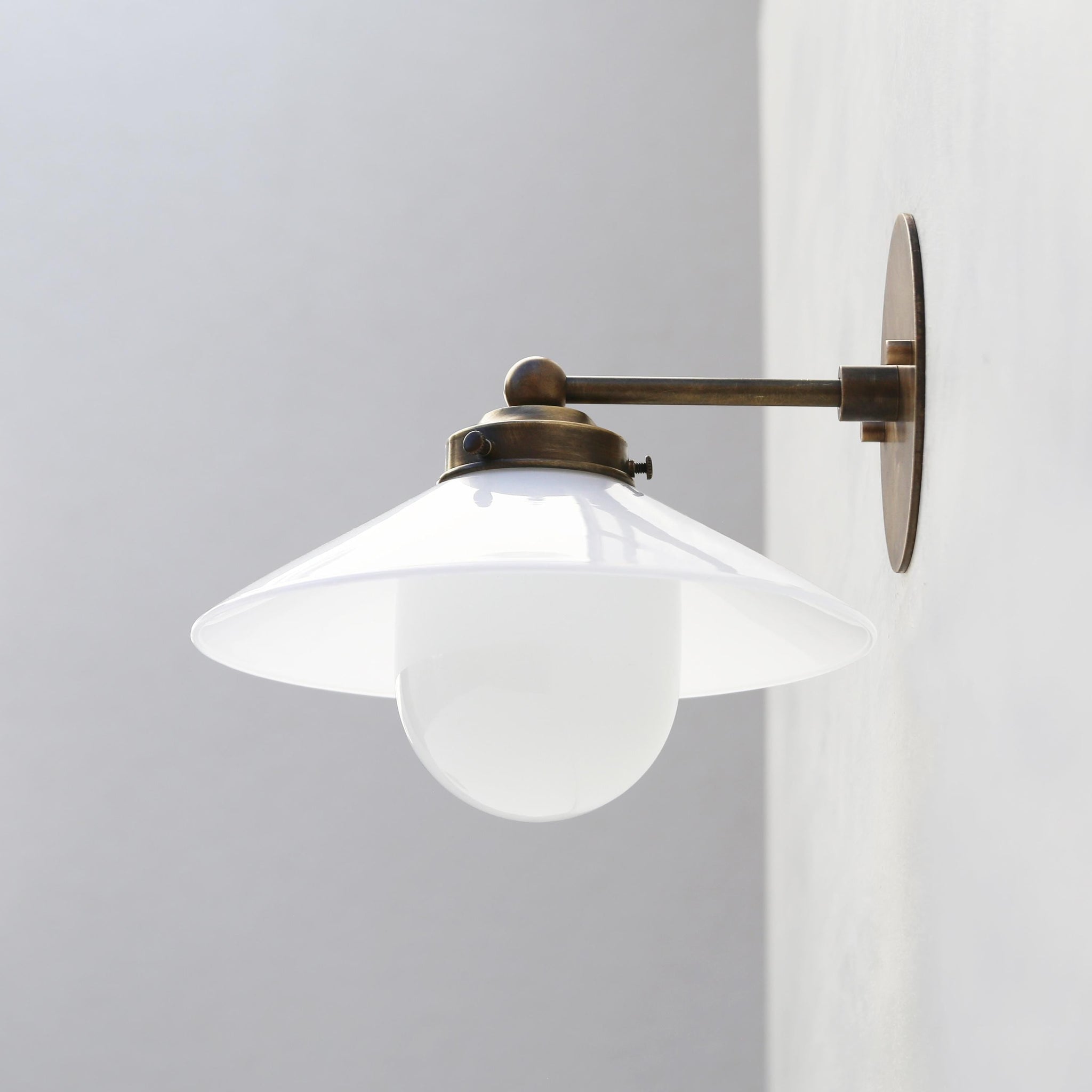 One-Light Straight-Arm Wall Sconce with 9-Inch Opal Cone Shade