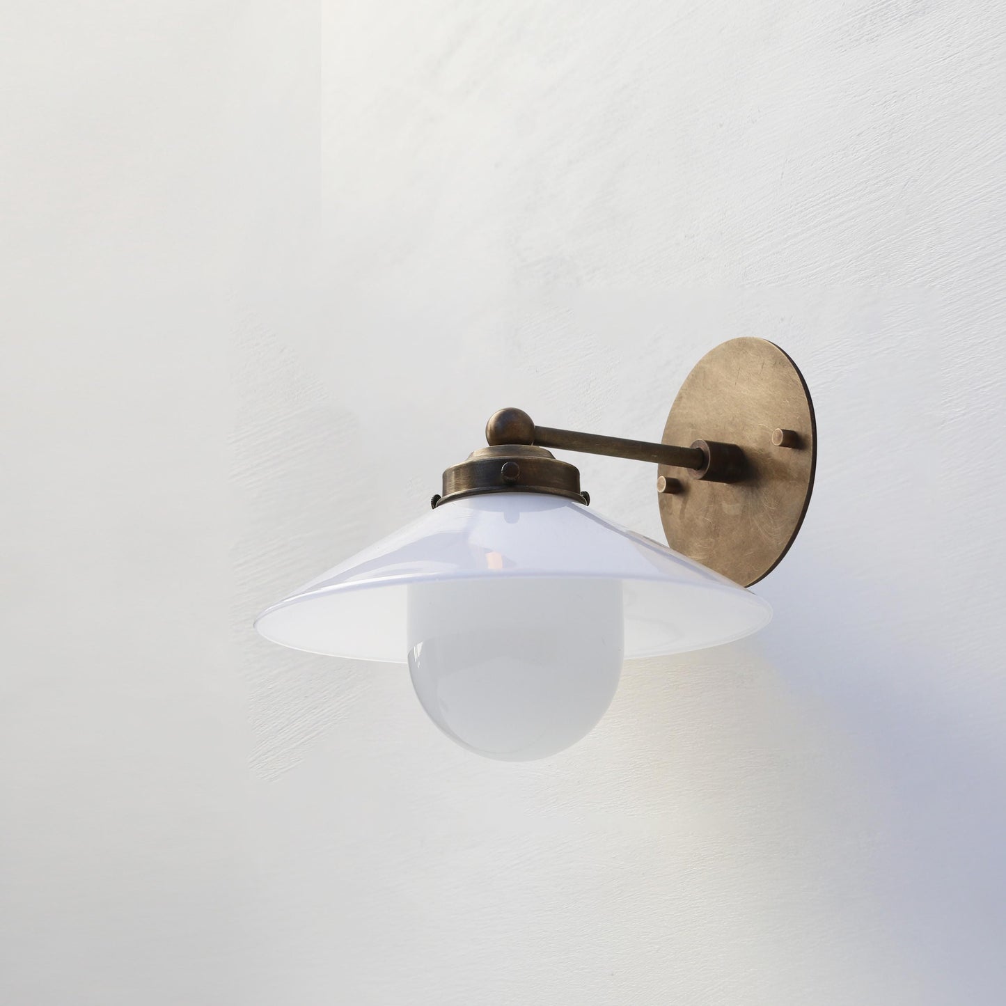 One-Light Straight-Arm Wall Sconce with 9-Inch Opal Cone Shade
