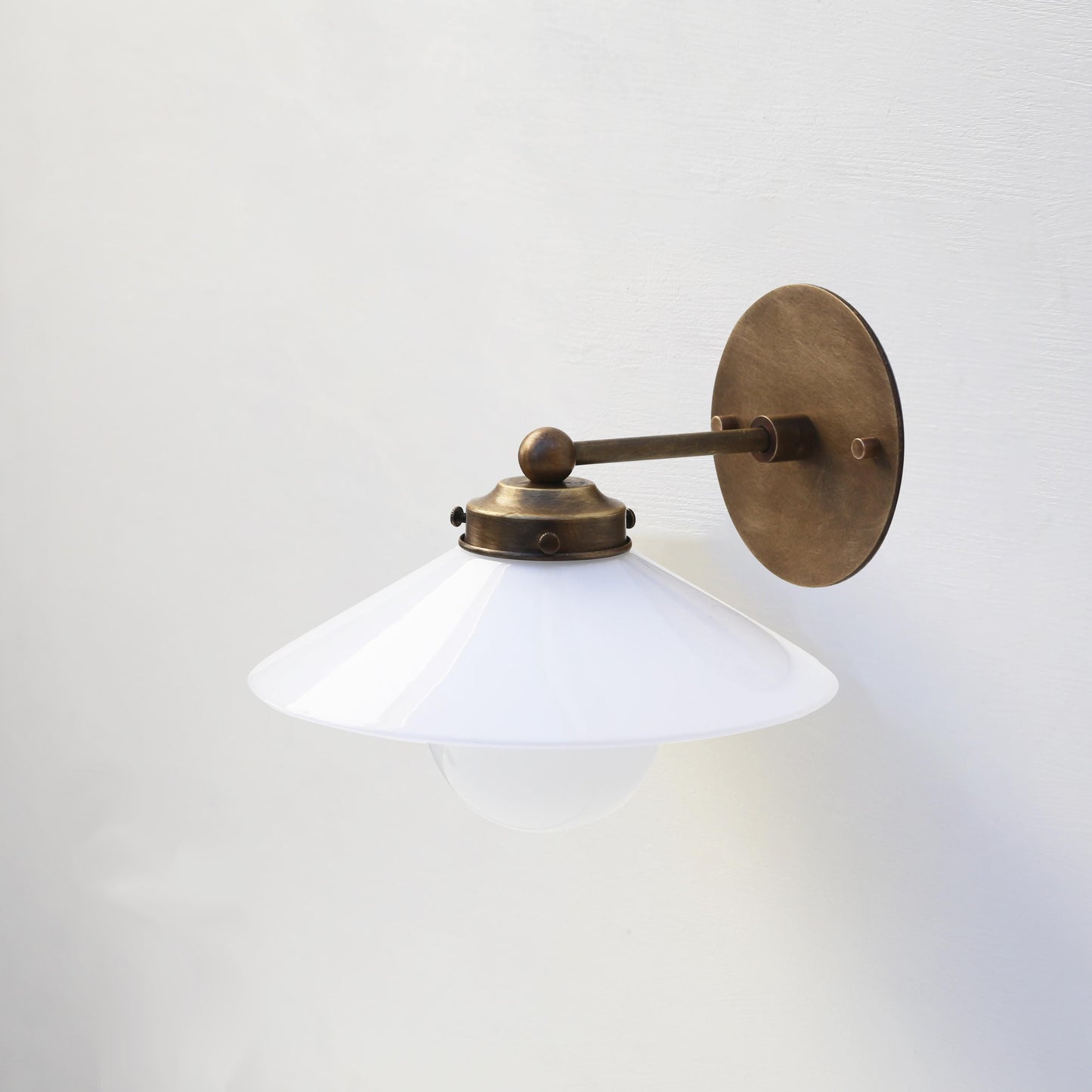 One-Light Straight-Arm Wall Sconce with 9-Inch Opal Cone Shade