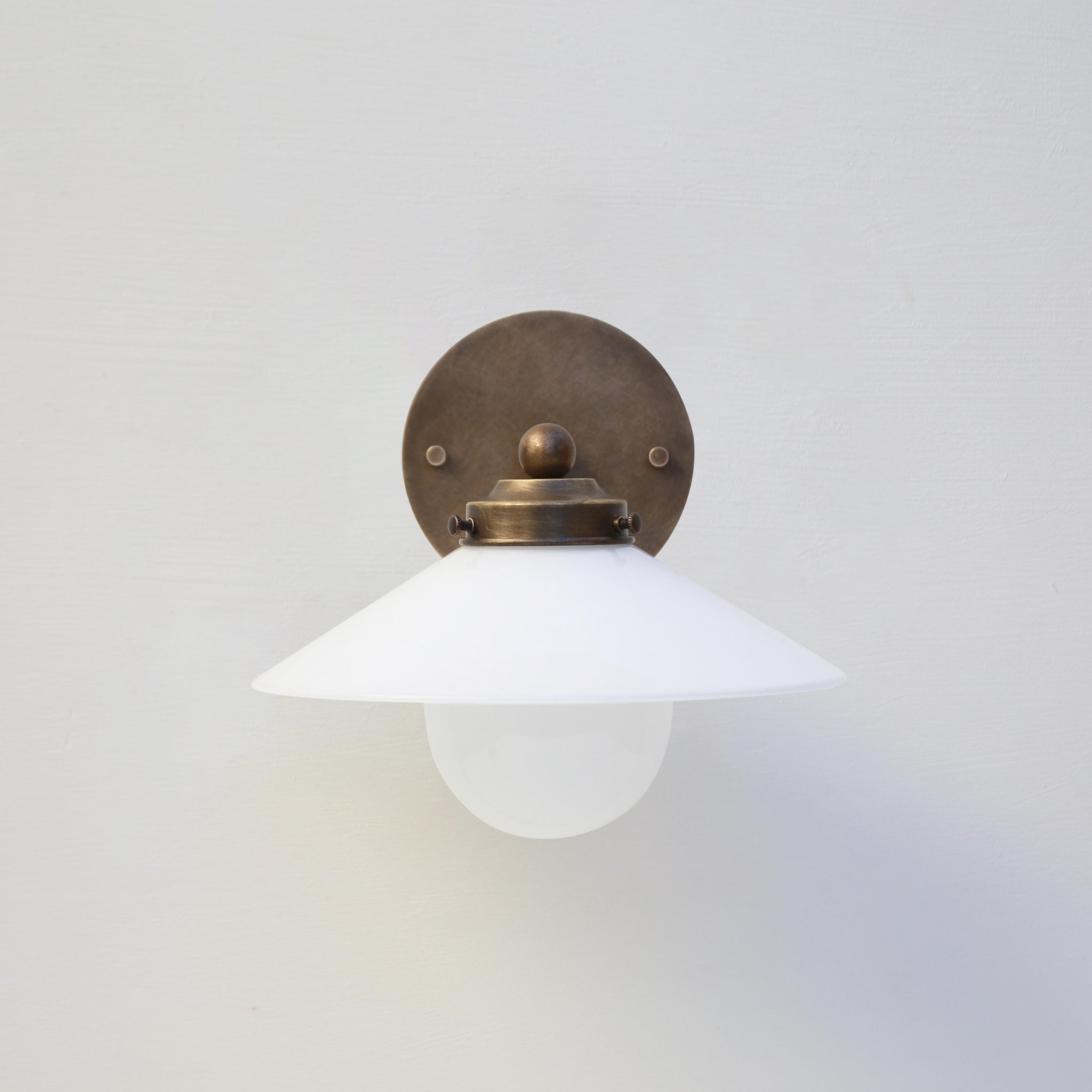 One-Light Straight-Arm Wall Sconce with 9-Inch Opal Cone Shade