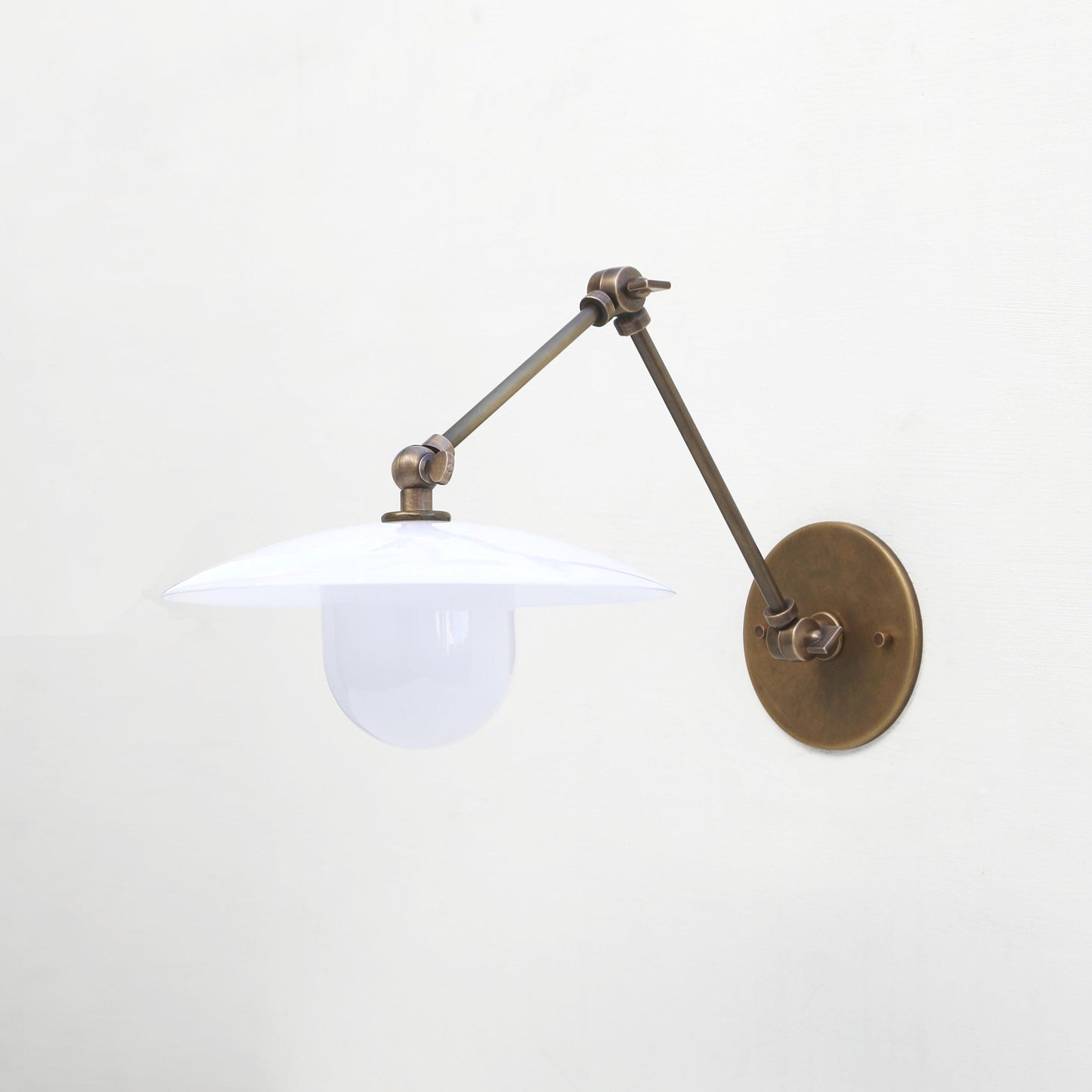 One-Light Swing-Arm Sconce with 8-Inch Flared Opal Shade