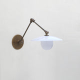 One-Light Swing-Arm Sconce with 8-Inch Flared Opal Shade