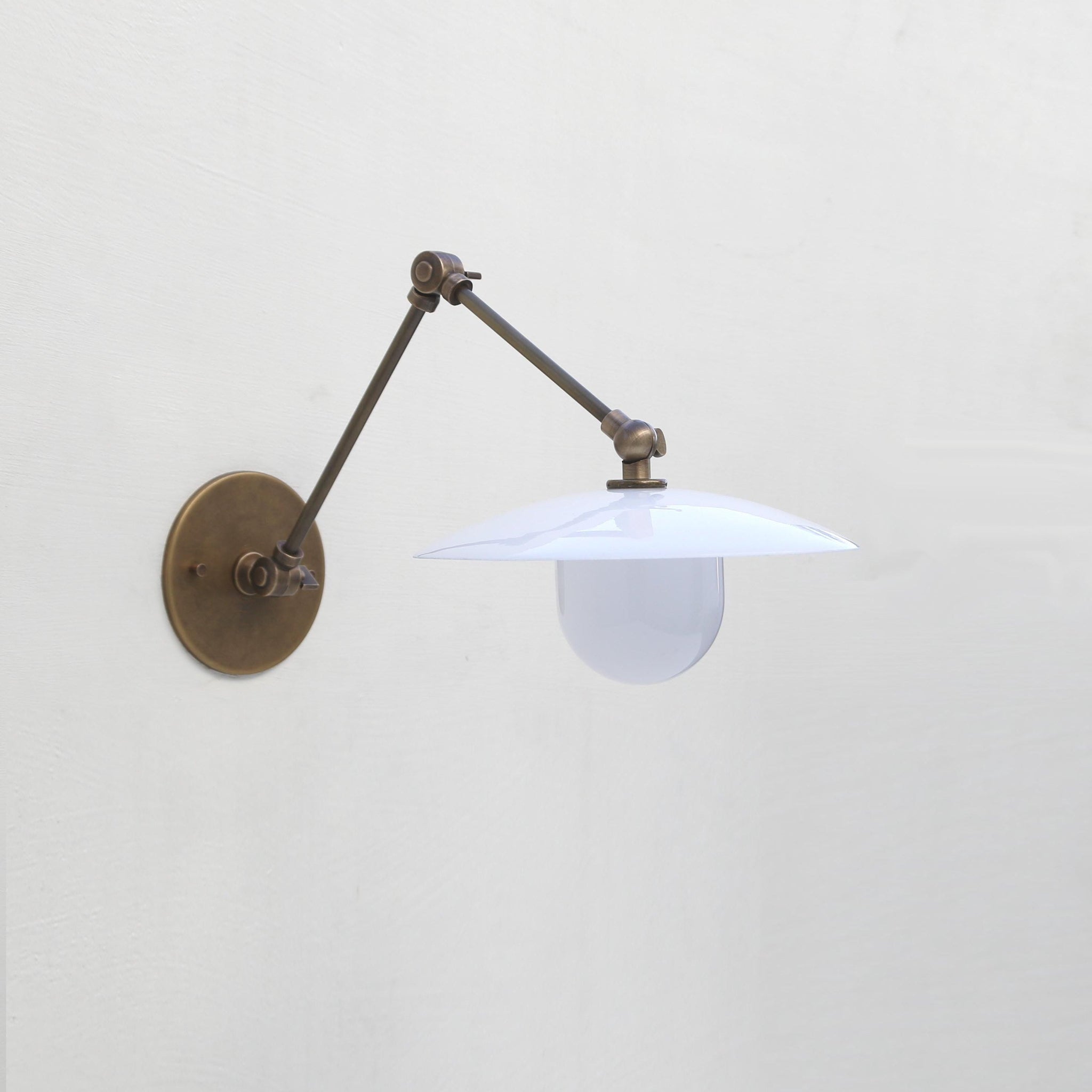 One-Light Swing-Arm Sconce with 8-Inch Flared Opal Shade