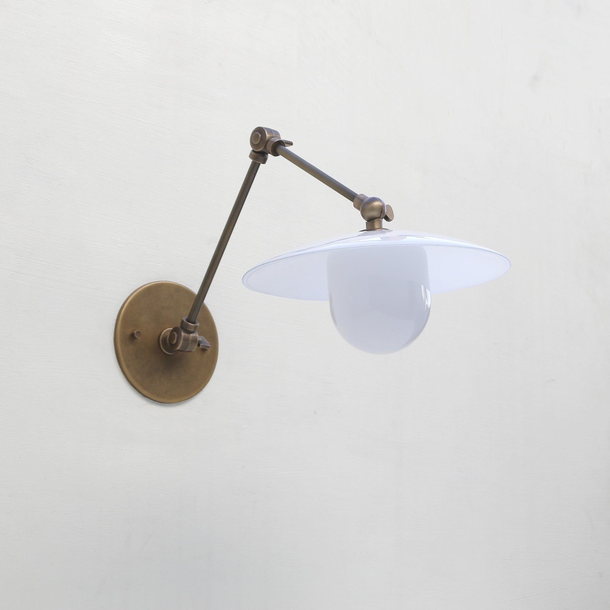 One-Light Swing-Arm Sconce with 8-Inch Flared Opal Shade