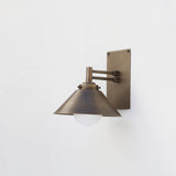 One-Light Swing-Arm Wall Sconce with Brass Cone Shade