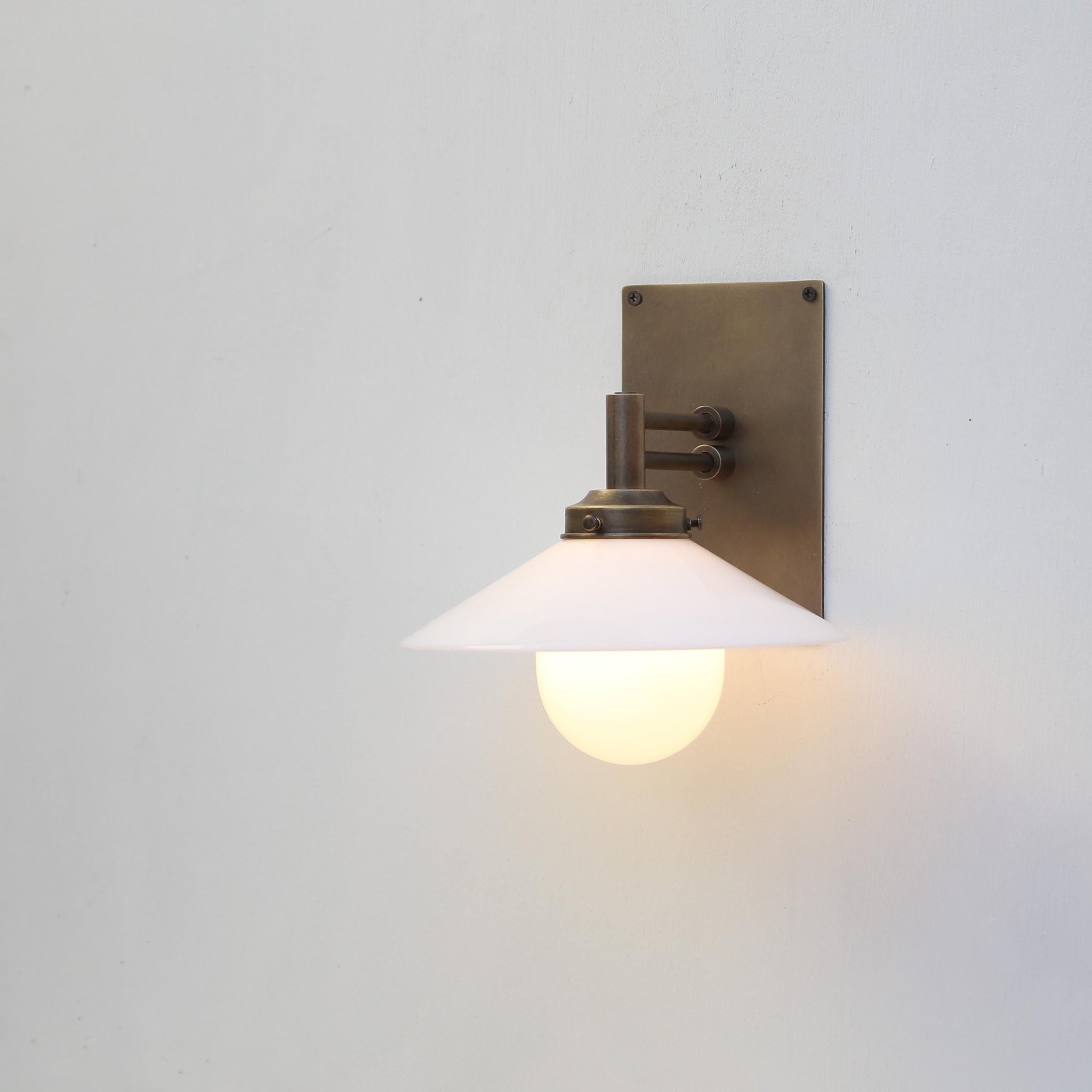 One-Light Swing-Arm Wall Sconce with Opal Glass Cone Shade