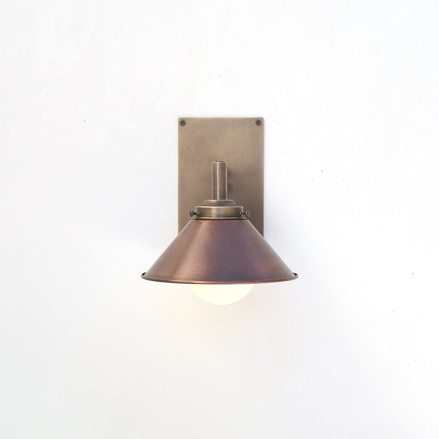 One-Light Swing-Arm Wall Sconce with Weathered Copper Cone Shade