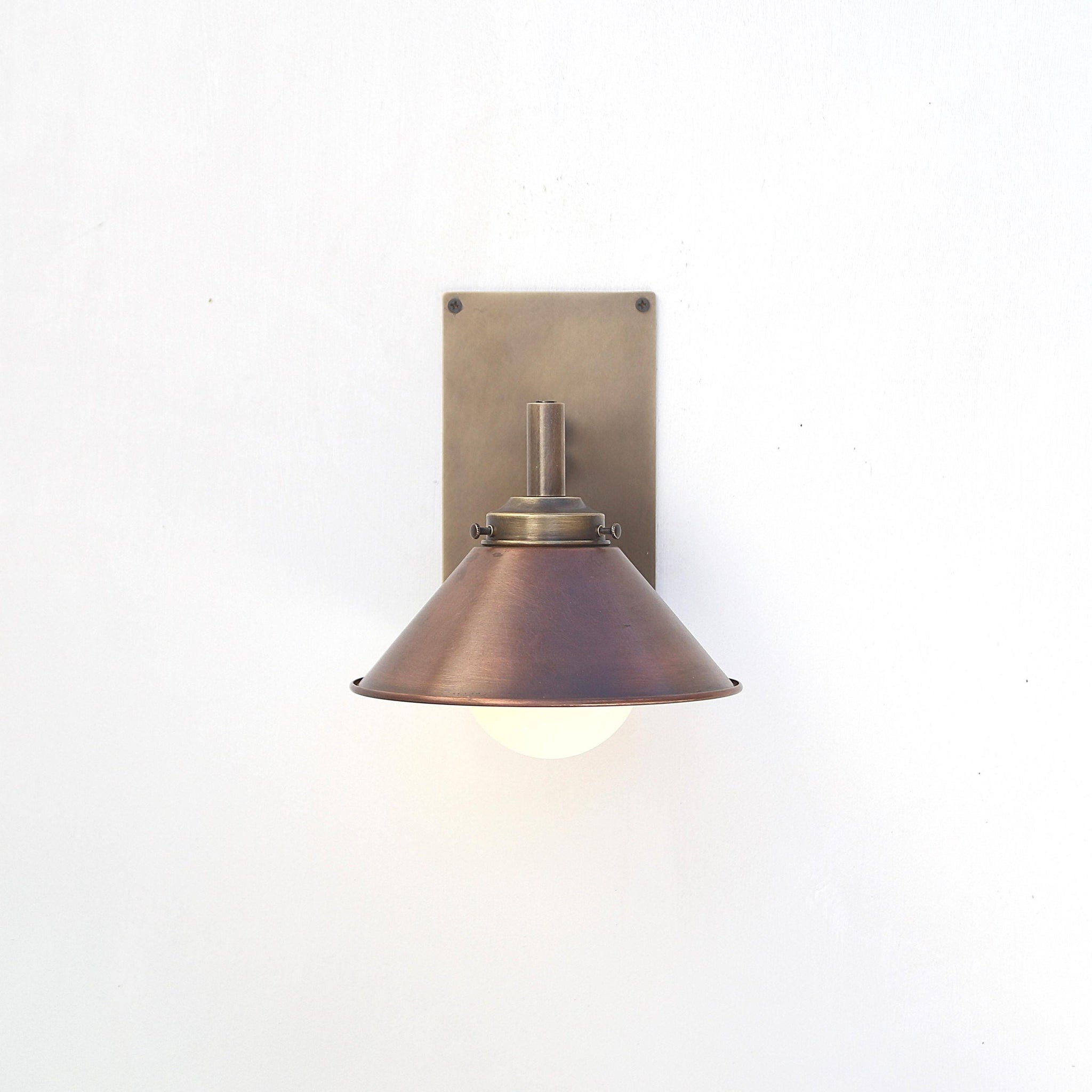 One-Light Swing-Arm Wall Sconce with Weathered Copper Cone Shade