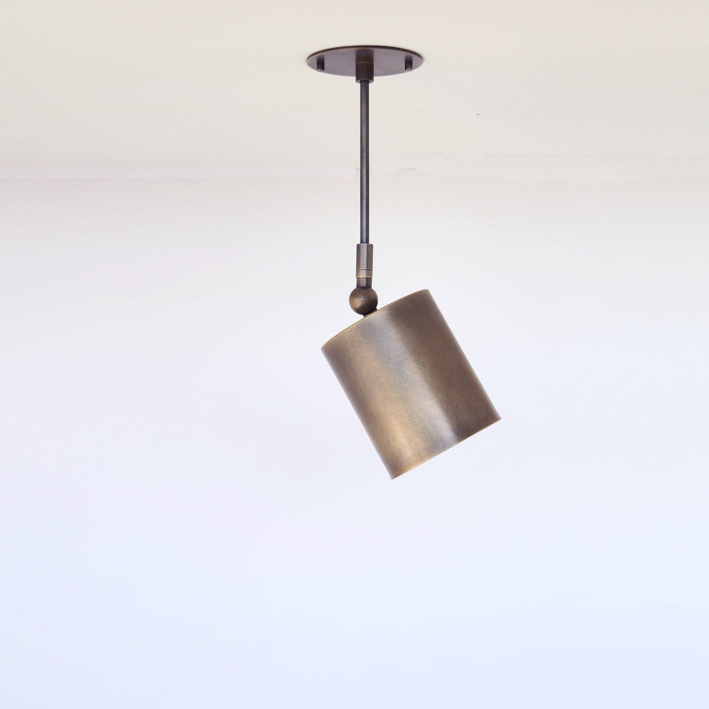One-Light Swivel Brass Cylinder Ceiling Spotlight