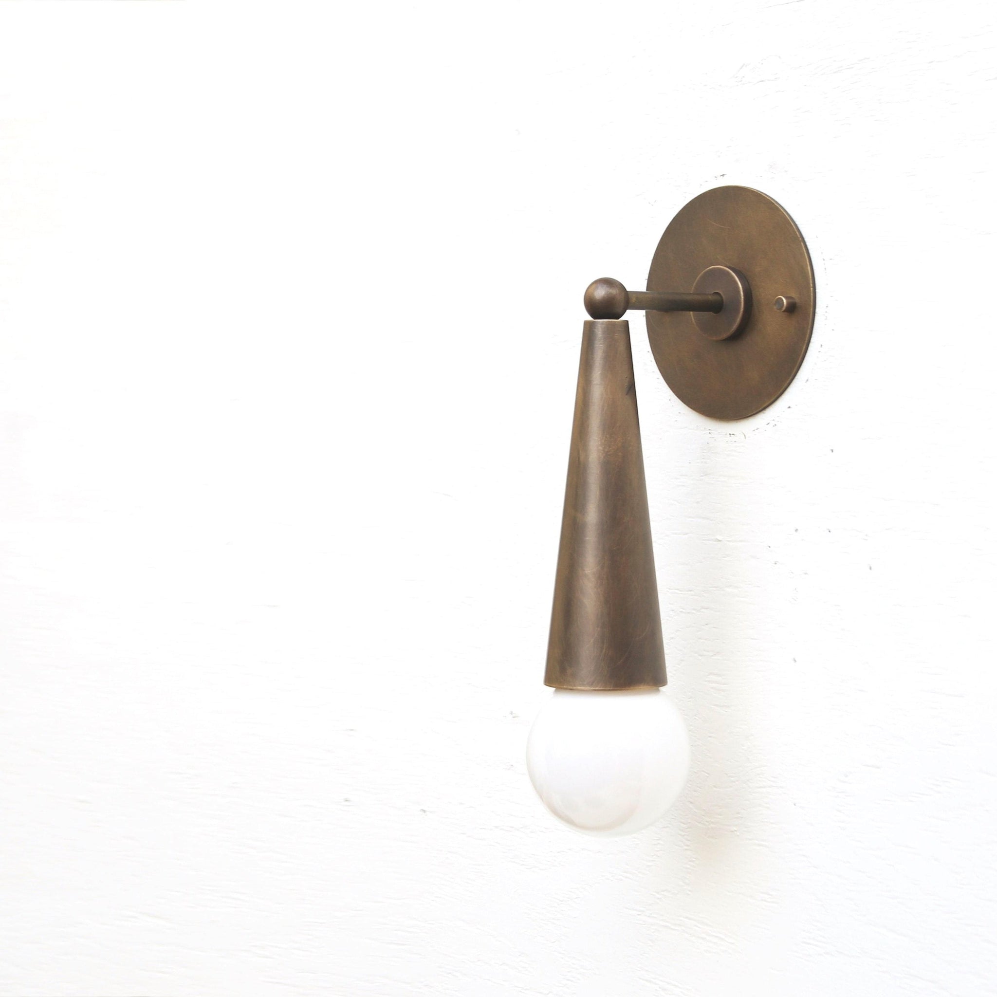 One-Light Tapered Cone Wall Sconce in Cast Brass