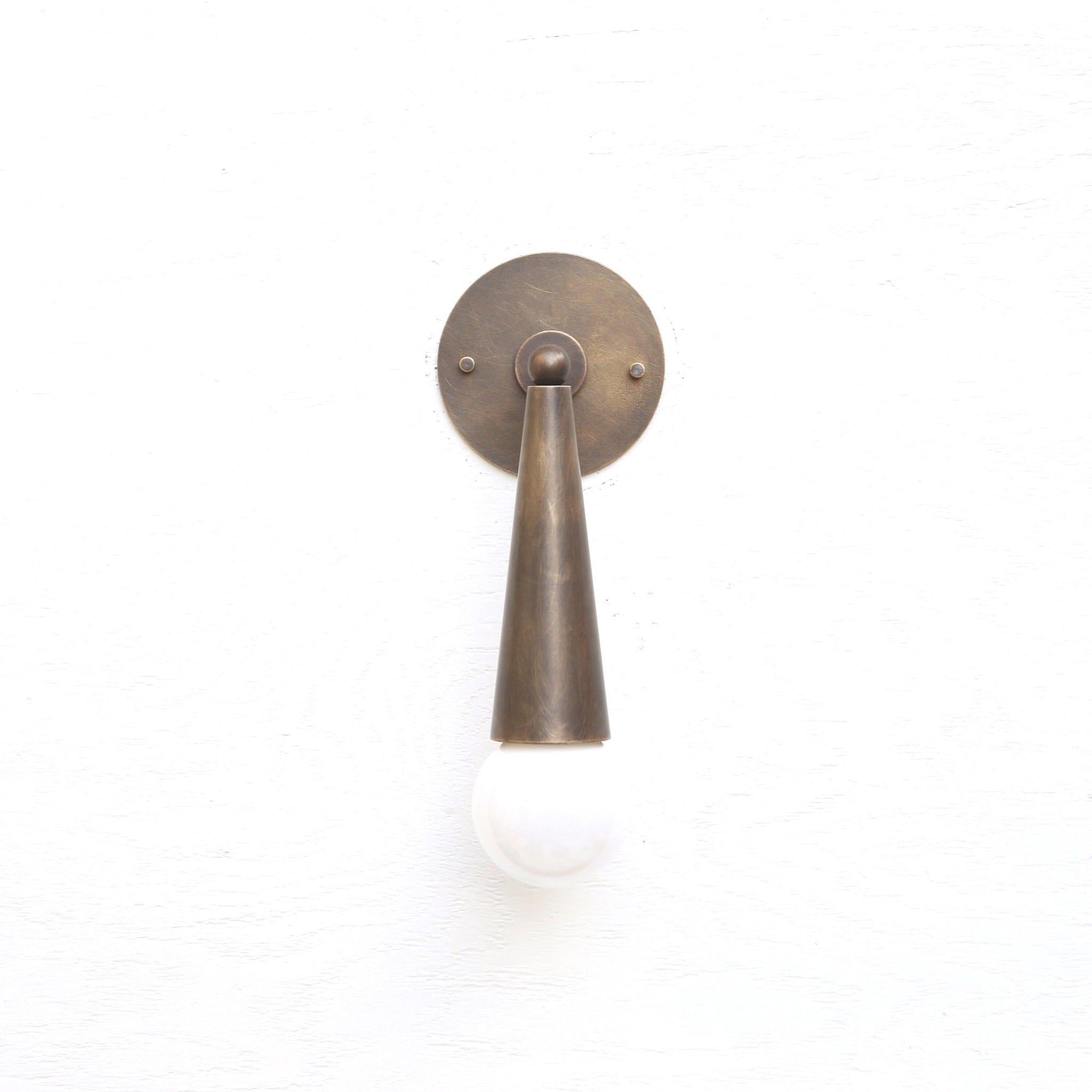 One-Light Tapered Cone Wall Sconce in Cast Brass