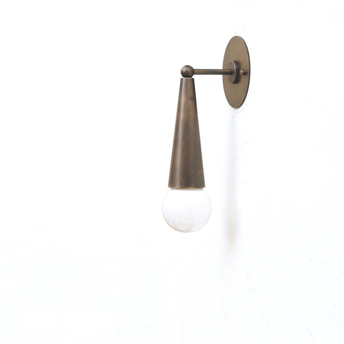 One-Light Tapered Cone Wall Sconce in Cast Brass