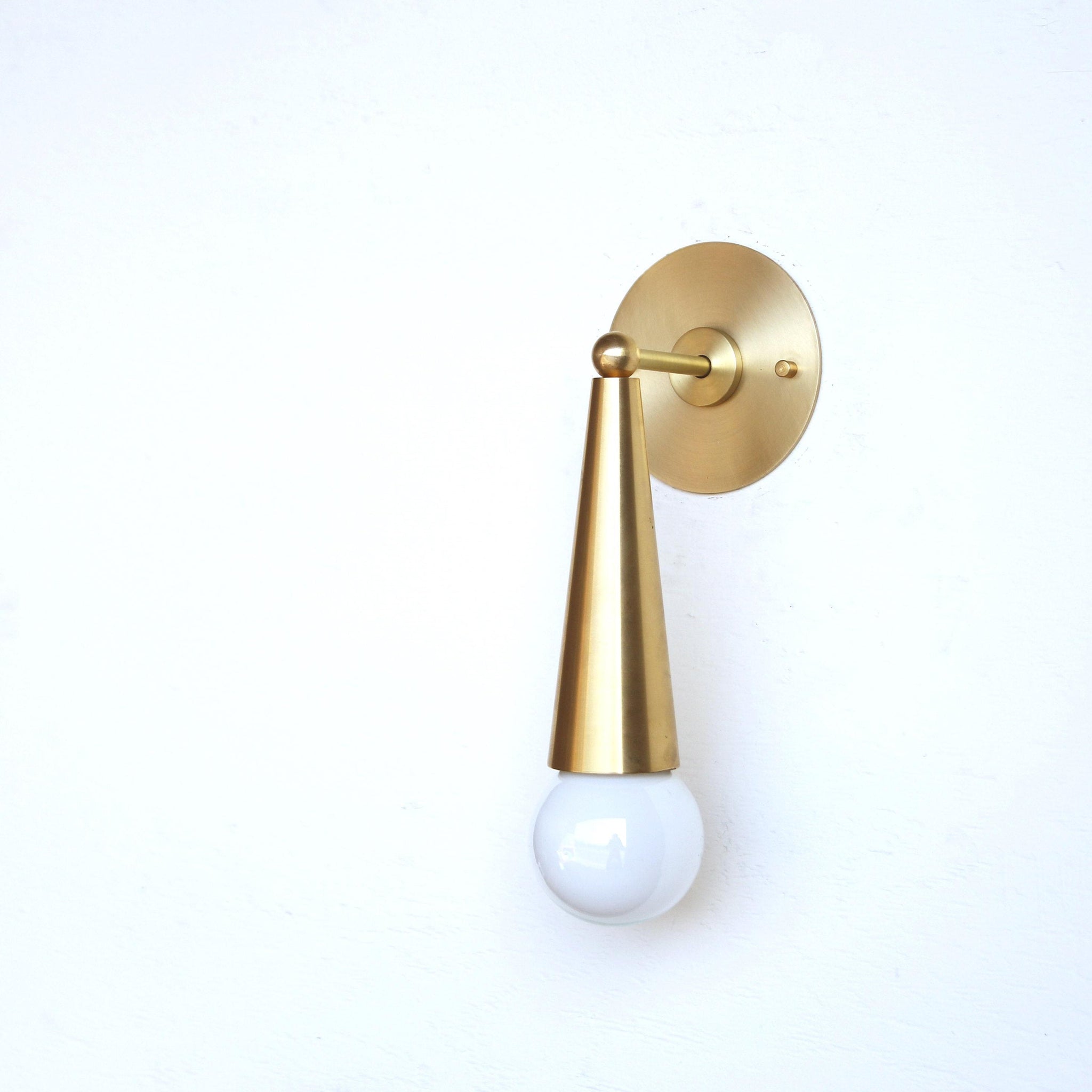 One-Light Tapered Cone Wall Sconce in Cast Brass