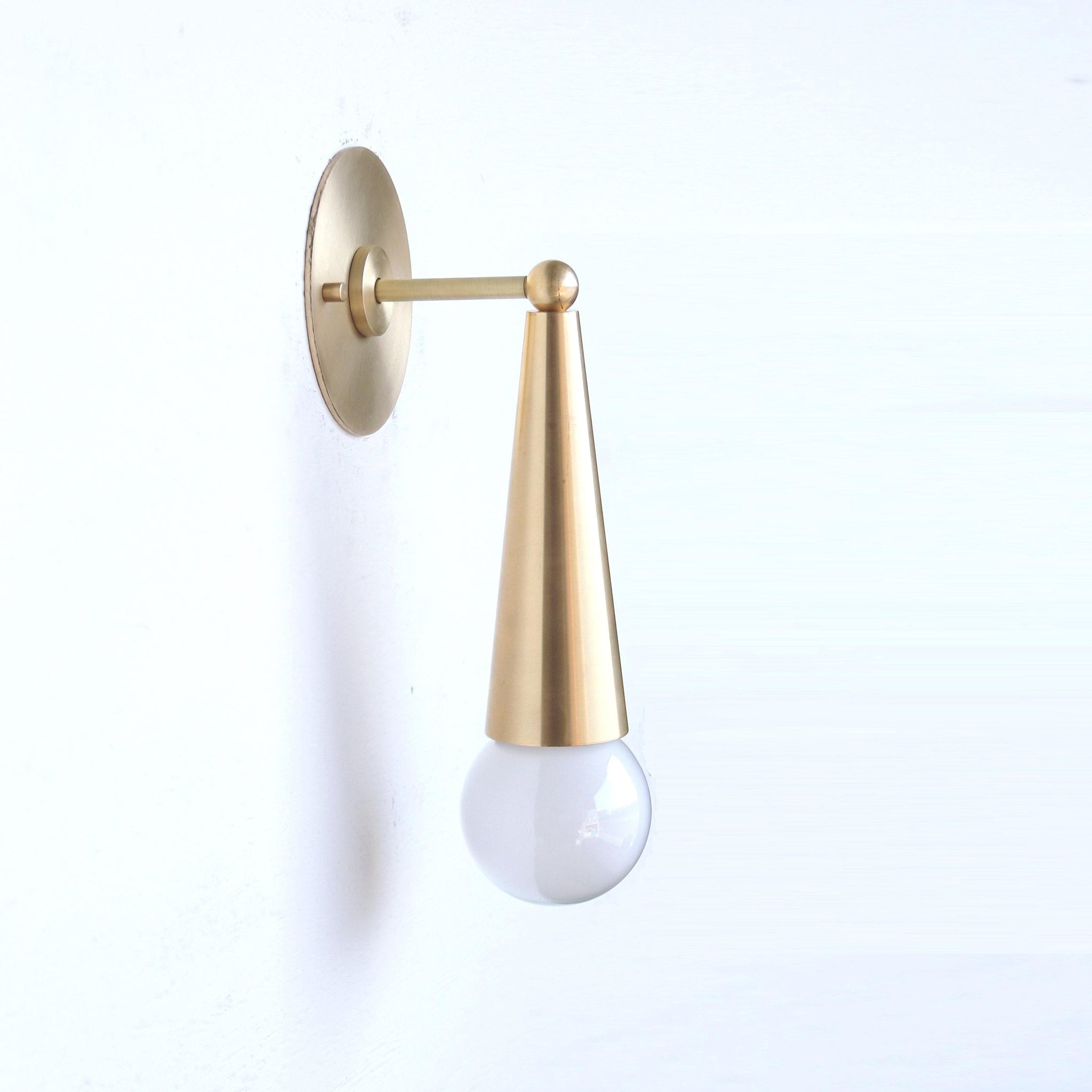 One-Light Tapered Cone Wall Sconce in Cast Brass