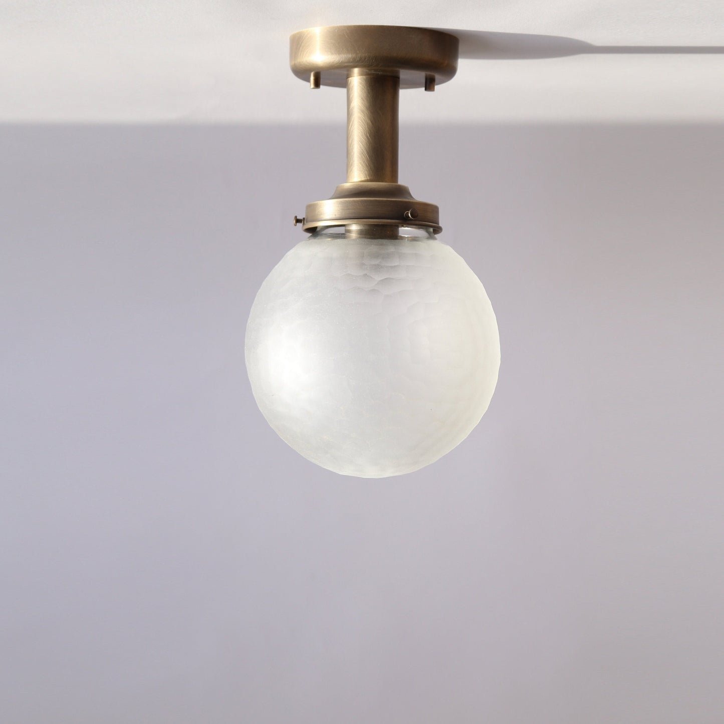 One-Light Textured Cut Glass Globe Semi-Flush Mount Ceiling Light