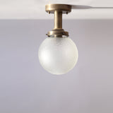 One-Light Textured Cut Glass Globe Semi-Flush Mount Ceiling Light