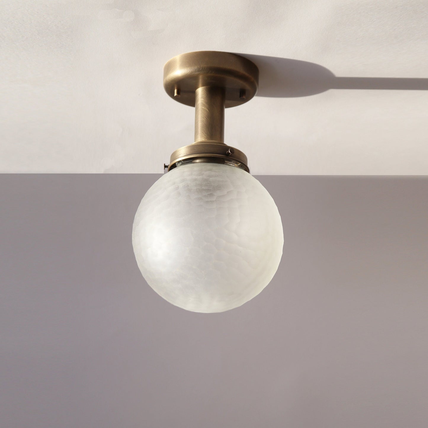 One-Light Textured Cut Glass Globe Semi-Flush Mount Ceiling Light