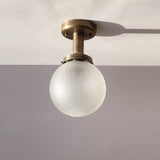 One-Light Textured Cut Glass Globe Semi-Flush Mount Ceiling Light