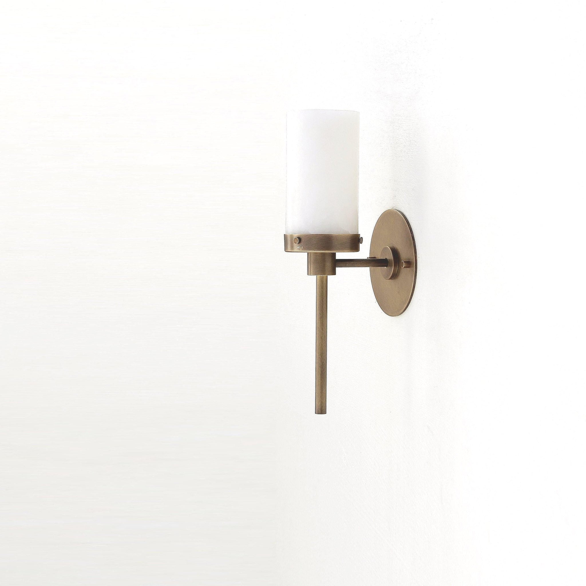 One-Light Wall Sconce with Alabaster Cylinder Shade