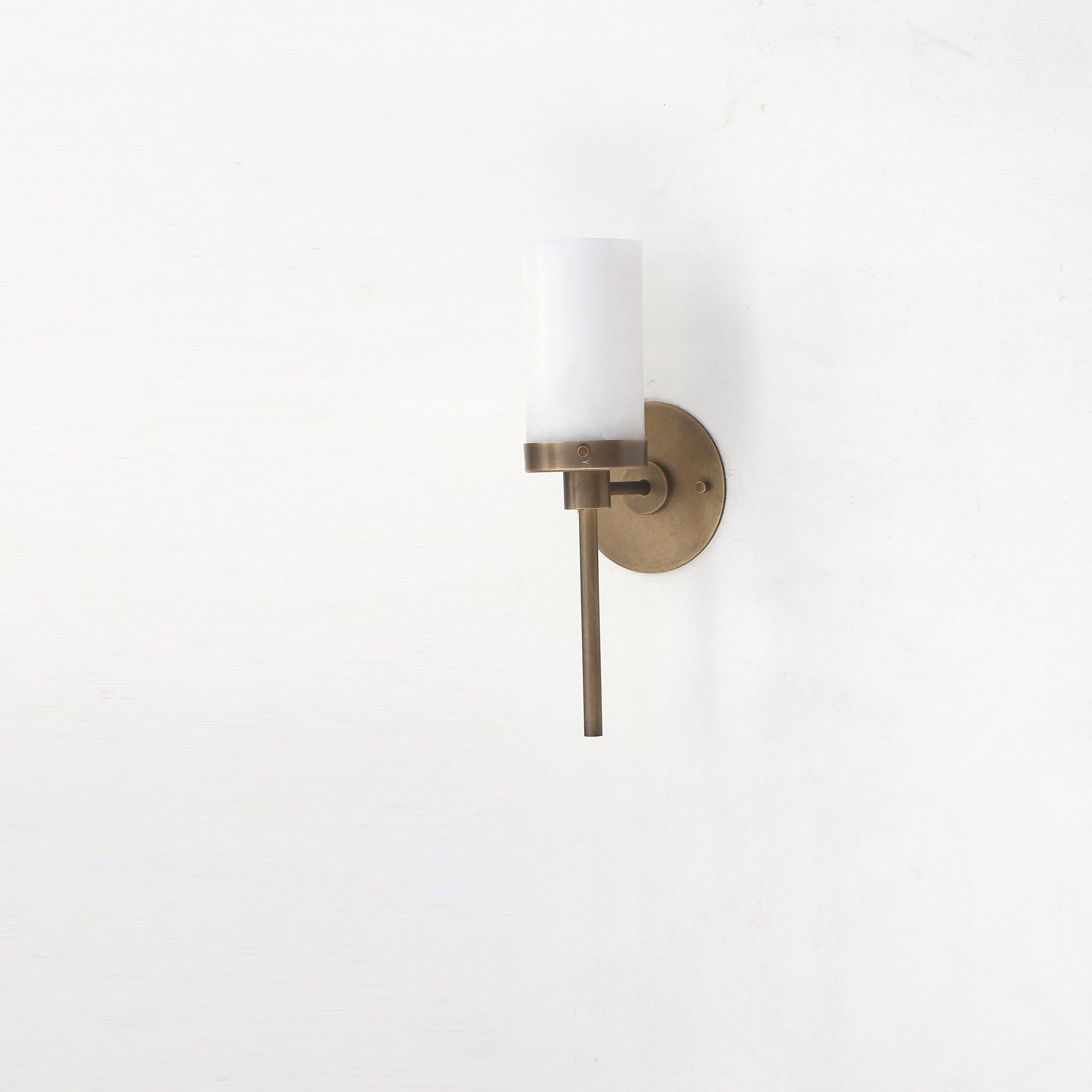 One-Light Wall Sconce with Alabaster Cylinder Shade