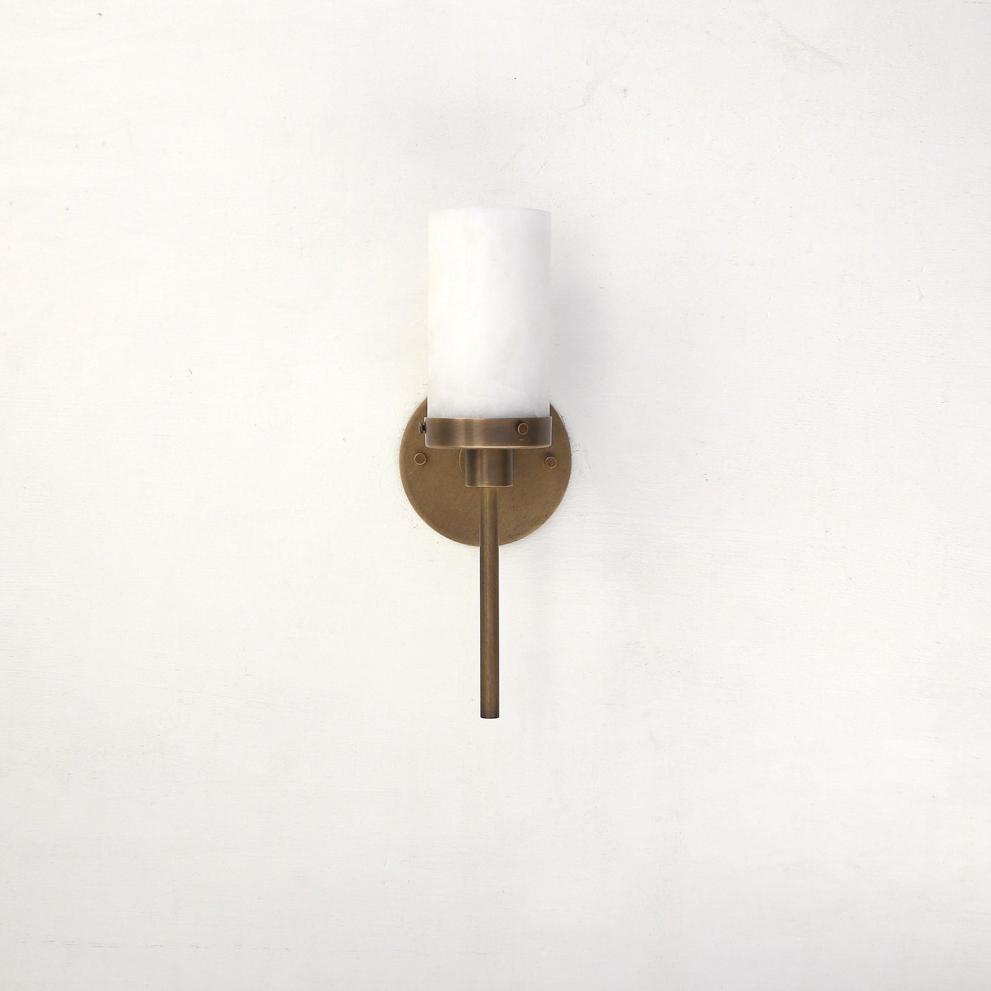One-Light Wall Sconce with Alabaster Cylinder Shade