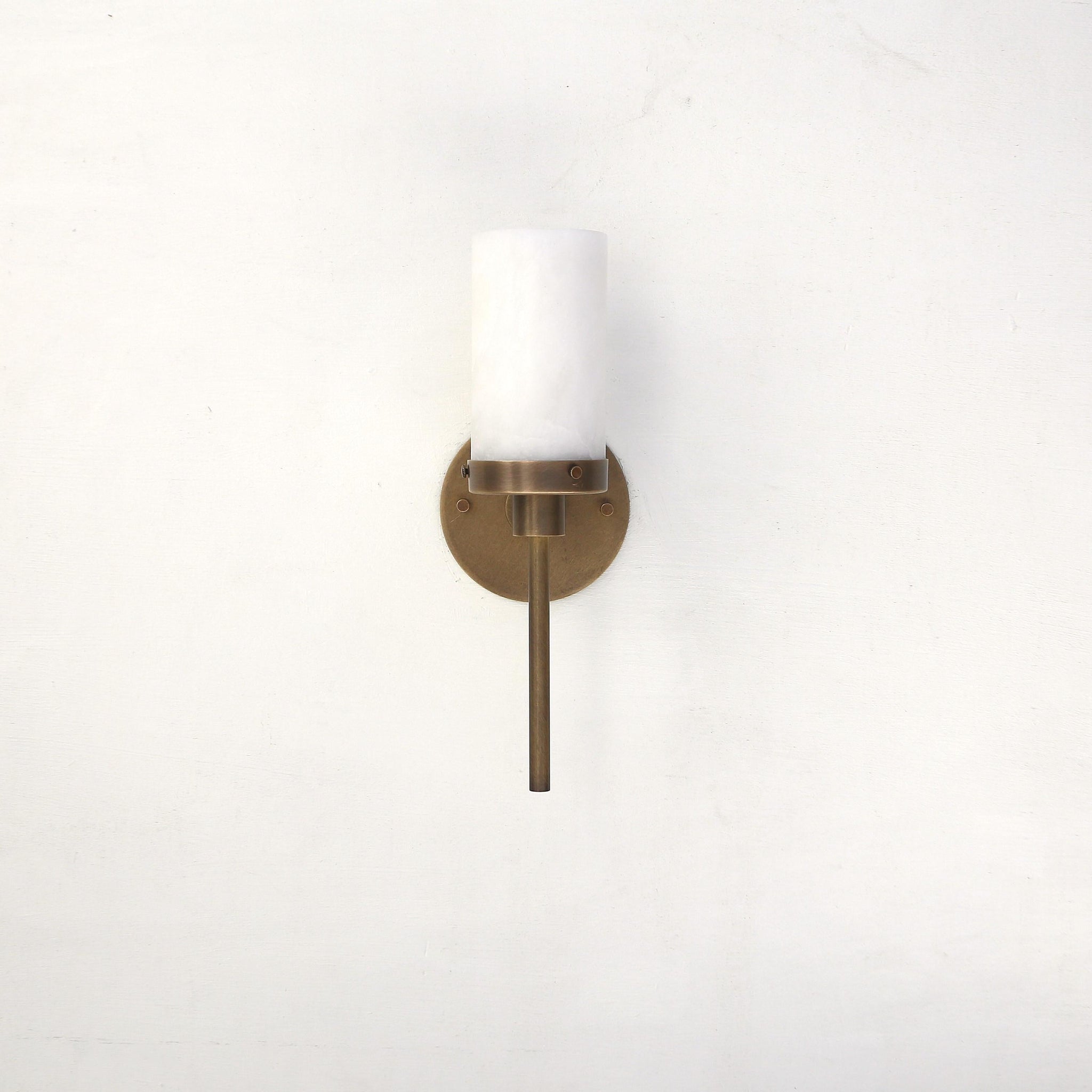 One-Light Wall Sconce with Alabaster Cylinder Shade