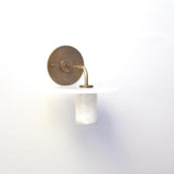 One-Light Wall Sconce with Alabaster Disc and Cylinder Shade