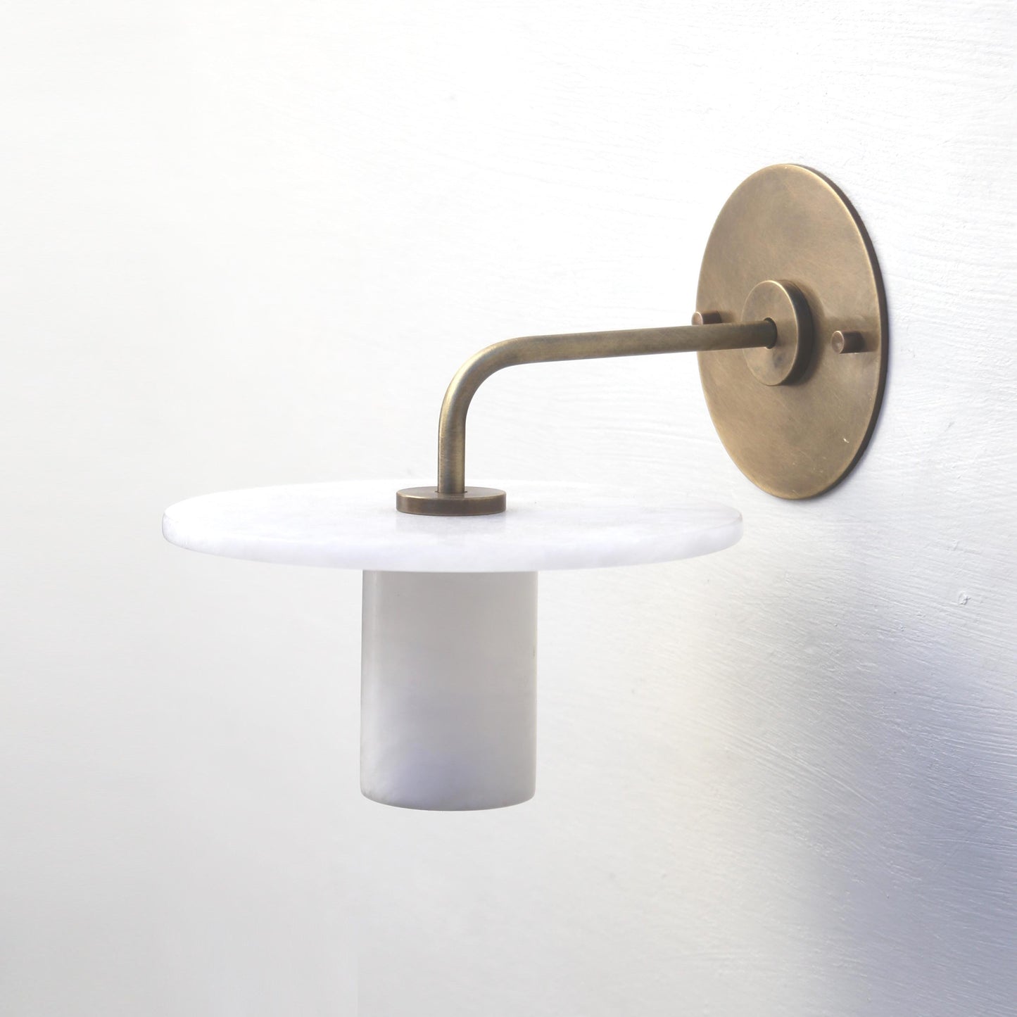 One-Light Wall Sconce with Alabaster Disc and Cylinder Shade
