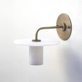 One-Light Wall Sconce with Alabaster Disc and Cylinder Shade