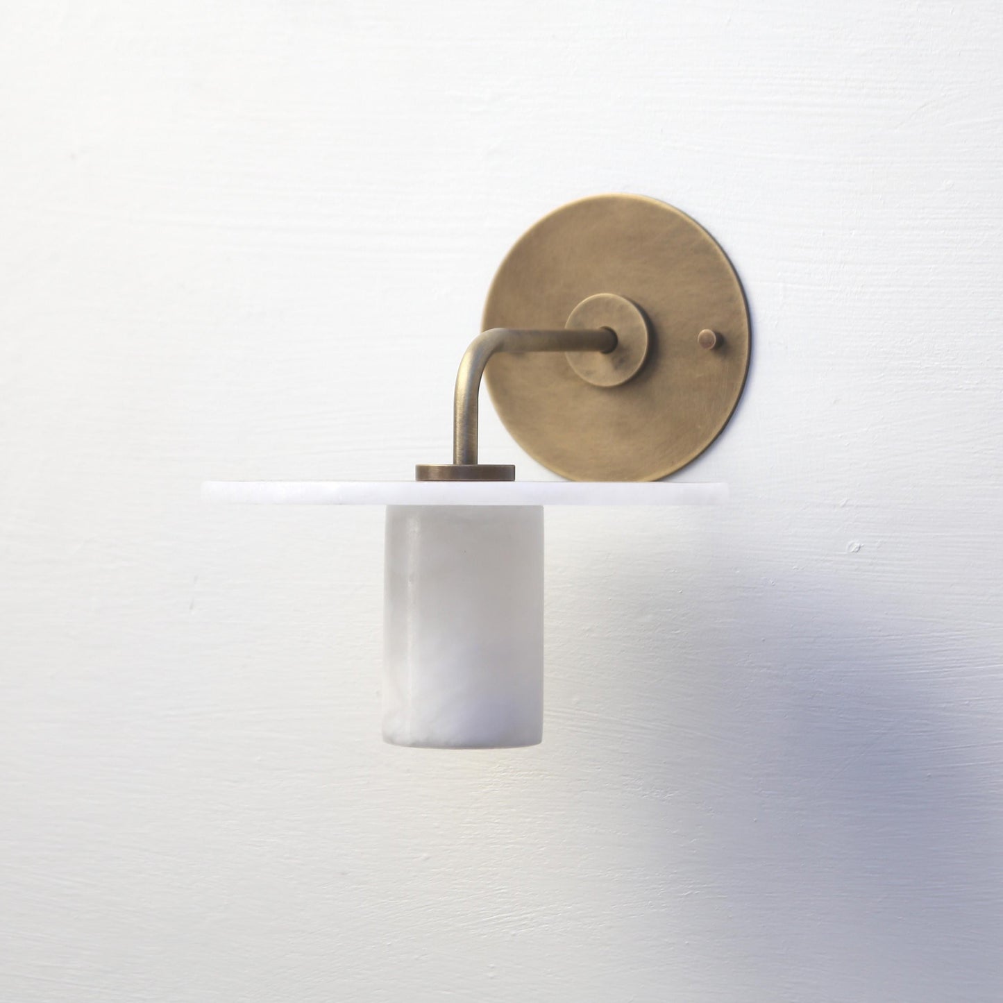 One-Light Wall Sconce with Alabaster Disc and Cylinder Shade