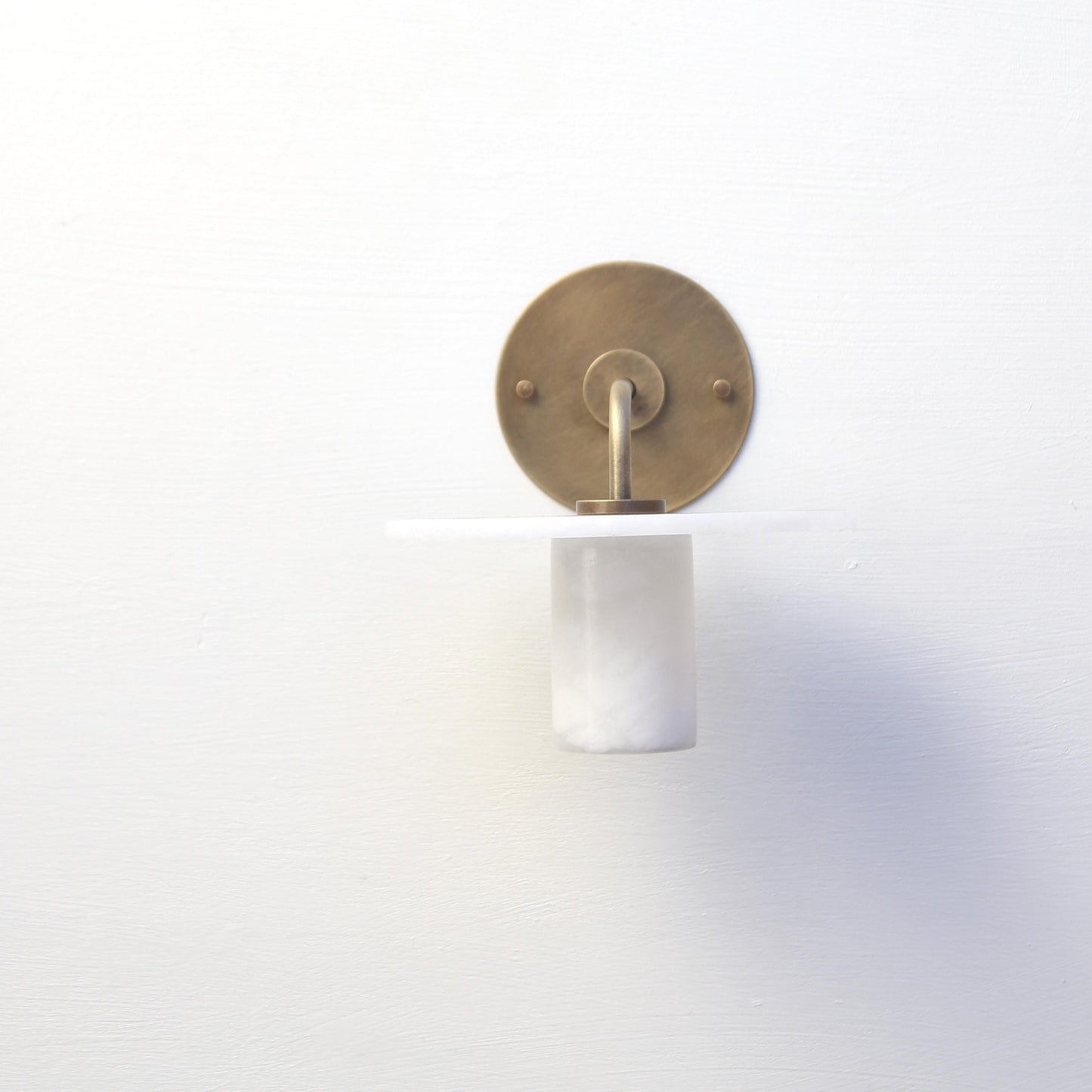 One-Light Wall Sconce with Alabaster Disc and Cylinder Shade