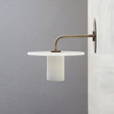 One-Light Wall Sconce with Alabaster Disc and Cylinder Shade