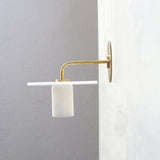 One-Light Wall Sconce with Alabaster Disc and Cylinder Shade